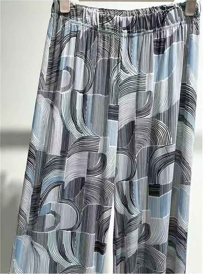 Pantalon palazzo en lycra à imprimé géométrique