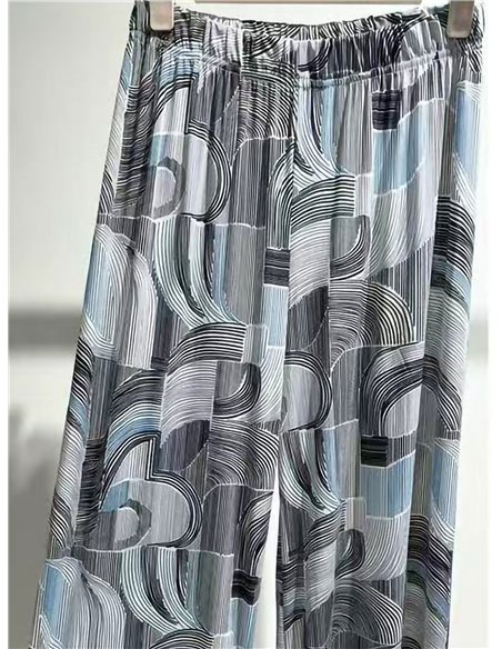Pantalon palazzo en lycra à imprimé géométrique