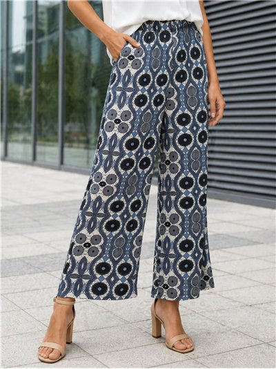 Circle print lycra palazzo trousers