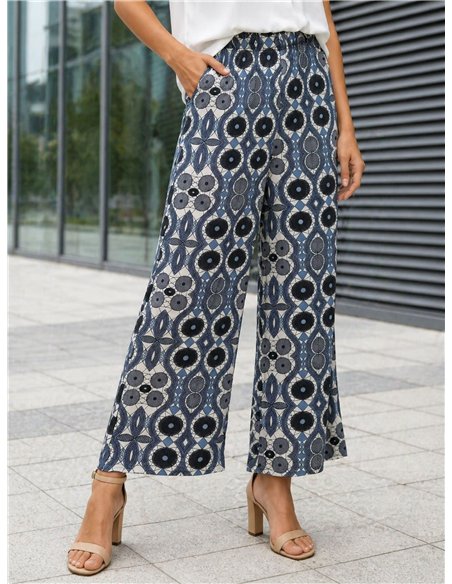 Circle print lycra palazzo trousers