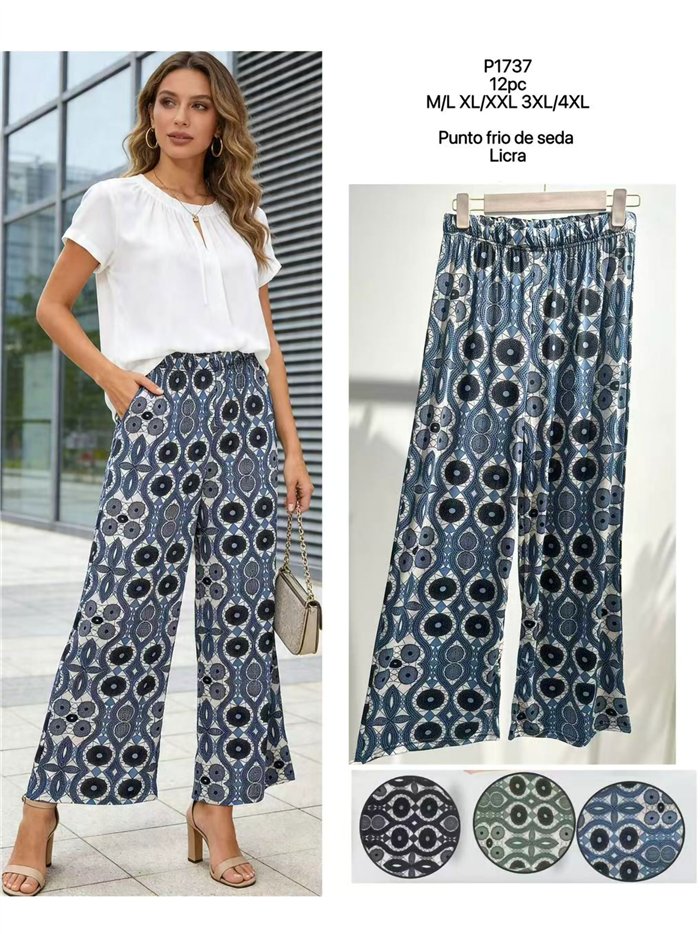 Circle print lycra palazzo trousers
