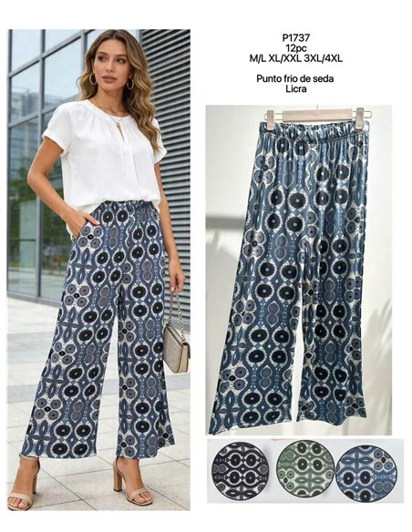 Circle print lycra palazzo trousers