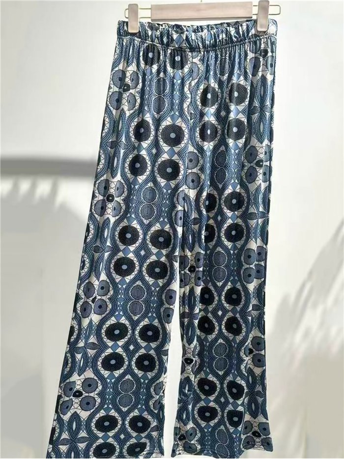 Circle print lycra palazzo trousers