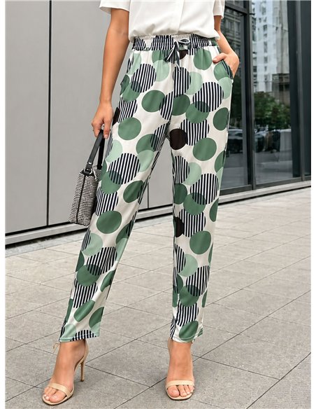 Pantalón estampado lunares y rayas