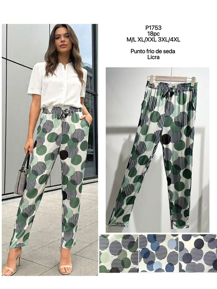 Pantalón estampado lunares y rayas