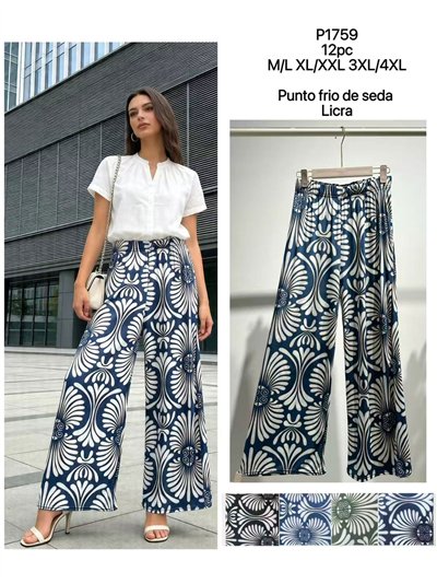 Calças palazzo de lycra com estampa arabesca 2