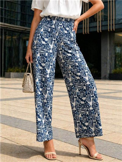 Pantalón palazzo lycra estampado geométrico