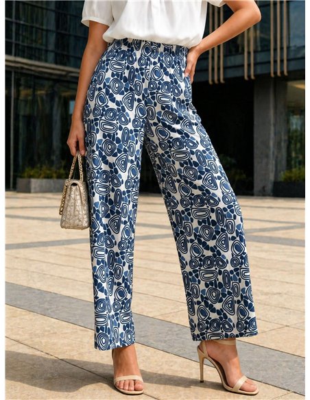 Pantalón palazzo lycra estampado geométrico