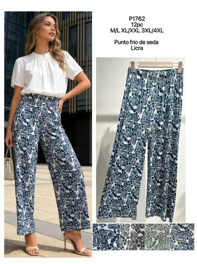 Pantalón palazzo lycra estampado geométrico 2