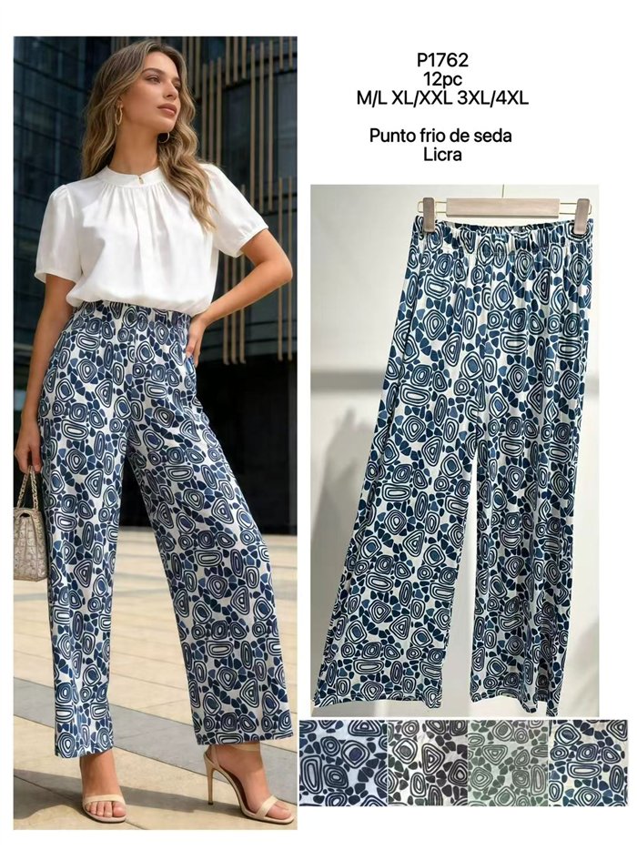 Pantalón palazzo lycra estampado geométrico