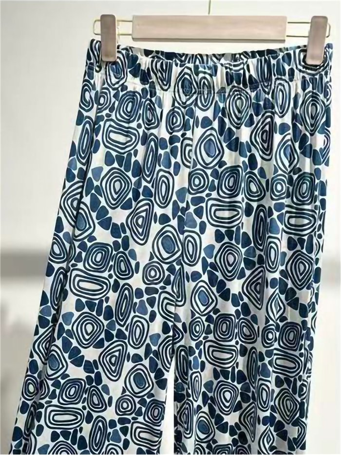 Pantalón palazzo lycra estampado geométrico