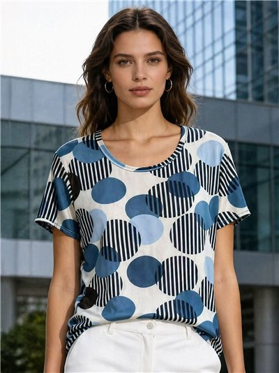 Camiseta lycra estampada lunares geométricos