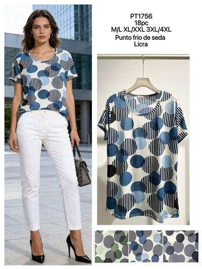 Camiseta lycra estampada lunares geométricos 2