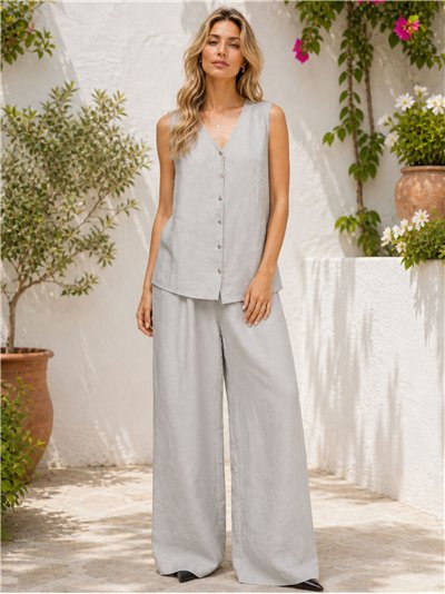 Completo taglie forti: canotta fluida e pantaloni palazzo