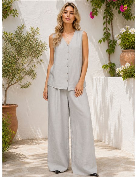 Completo taglie forti: canotta fluida e pantaloni palazzo