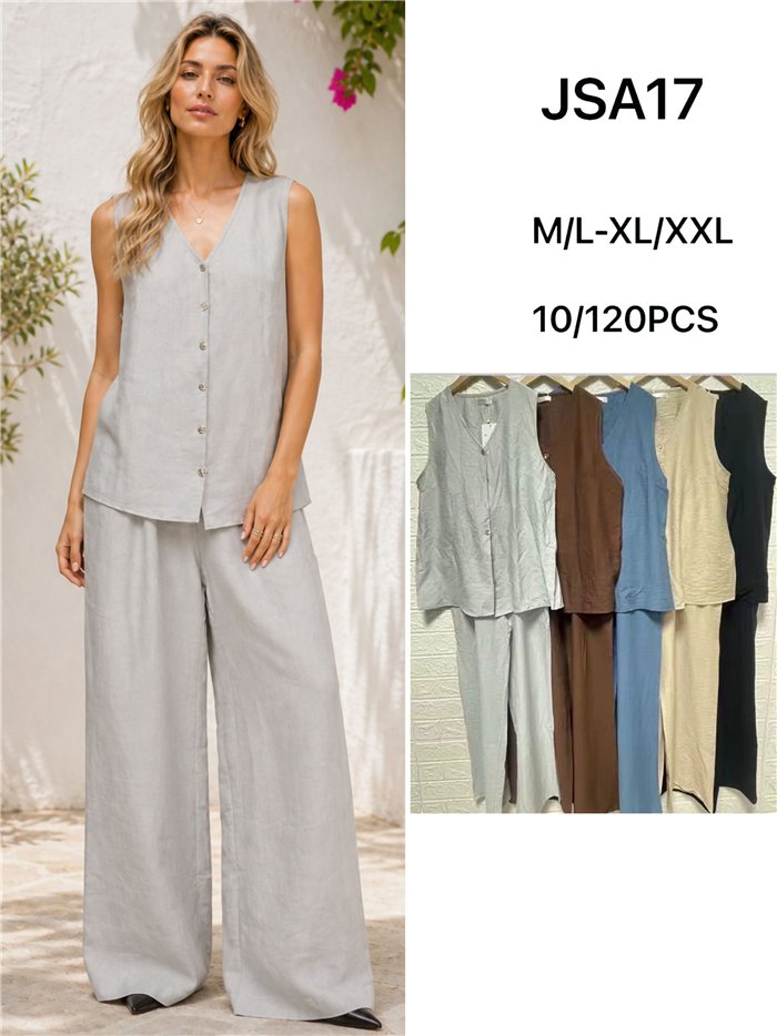 Completo taglie forti: canotta fluida e pantaloni palazzo