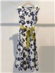 Vestido midi floral sin mangas con cinturón