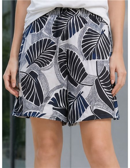 Pantalón corto lycra estampado hojas