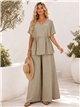 Ensemble grande taille : blouse fluide froncée et pantalon palazzo