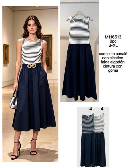 Abito midi a righe