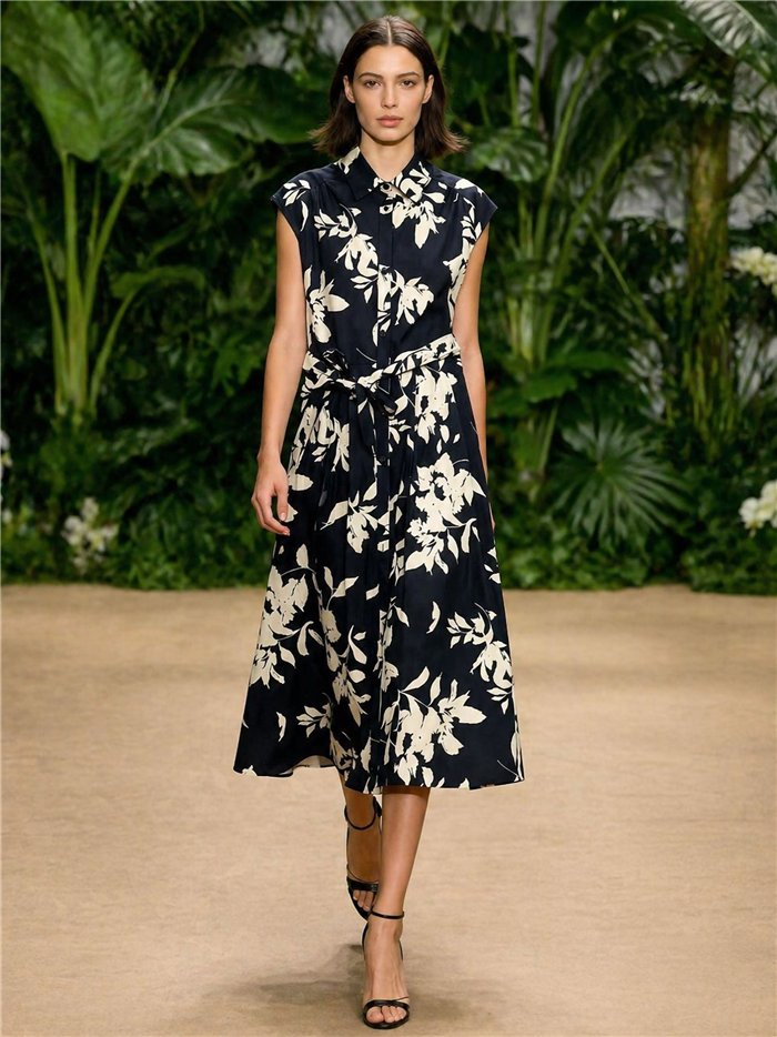 Vestido camisero midi estampado floral