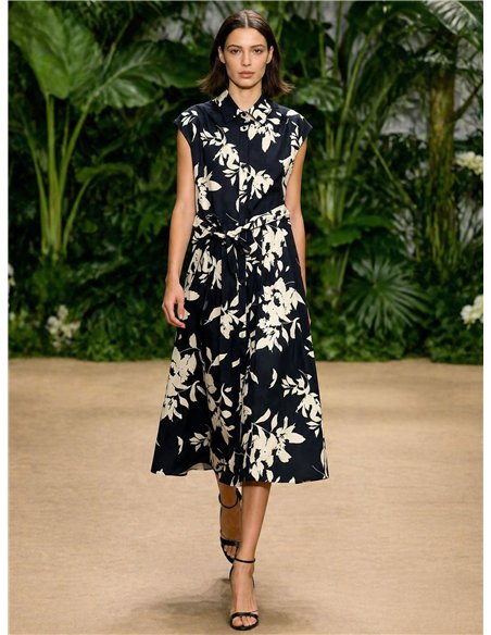 Vestido camisero midi estampado floral