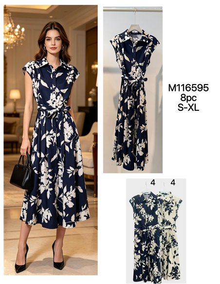 Vestido camisero midi estampado floral
