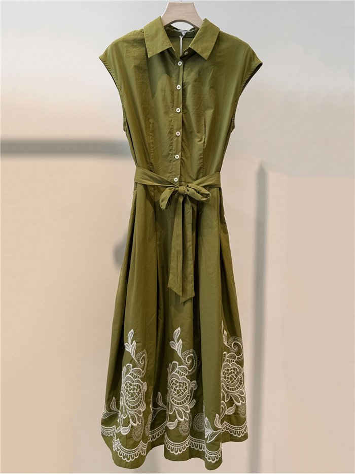 Vestido camisero midi bordado
