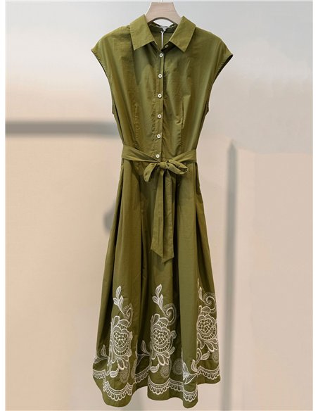 Vestido camisero midi bordado