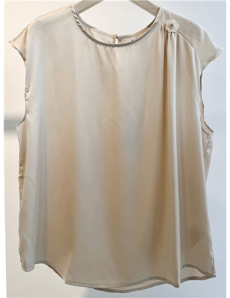 Satinbluse mit Blumenapplikation