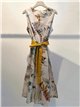 Botanical print midi dress with belt