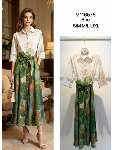 Printed shirt midi dress