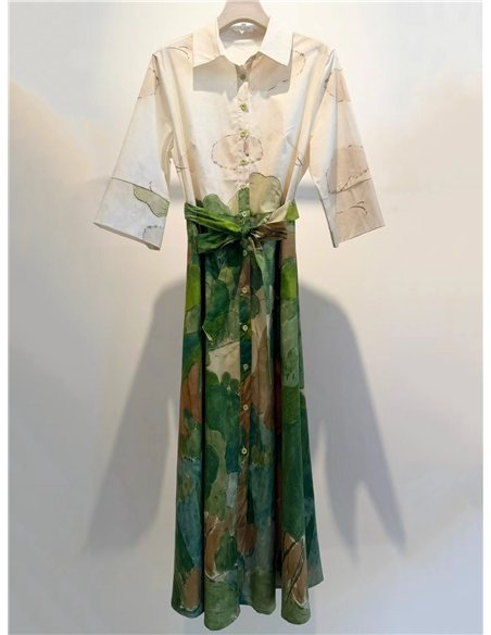 Printed shirt midi dress
