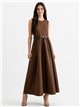 Sleeveless contrast belted maxi dress