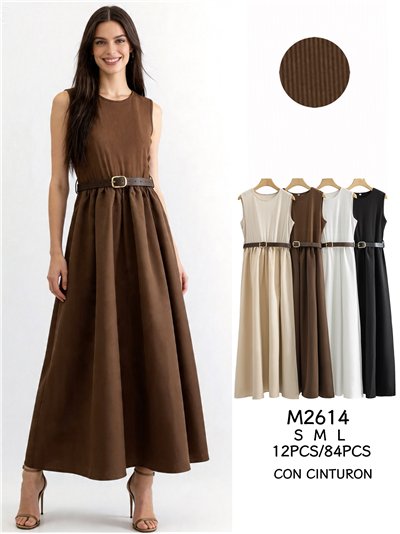 Sleeveless contrast belted maxi dress 2