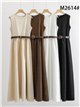 Sleeveless contrast belted maxi dress