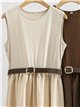 Sleeveless contrast belted maxi dress