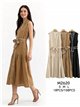 Vestido camisa com detalhes contrastantes e cinto.