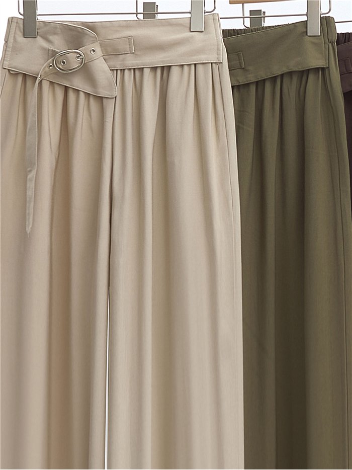 Straight leg trousers with buckle belt