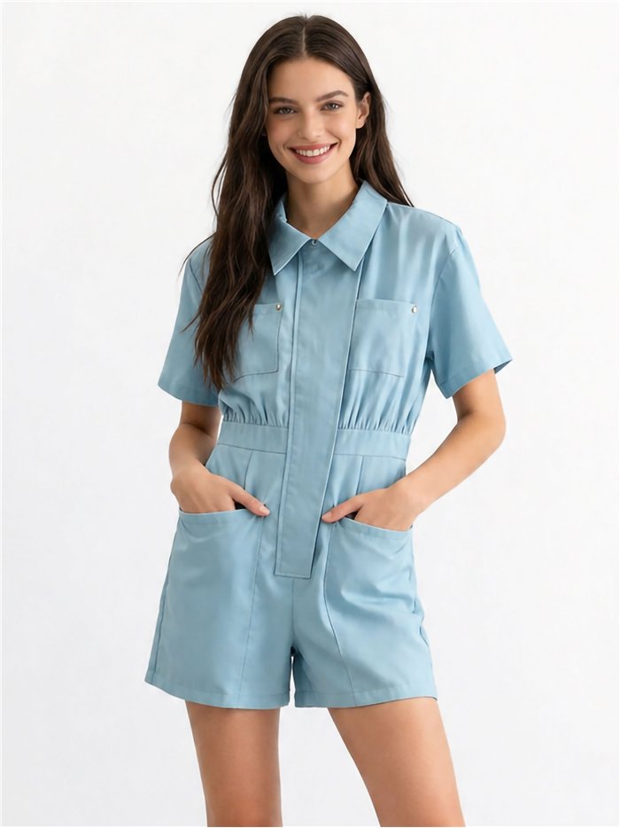 Mono camisero corto con bolsillos