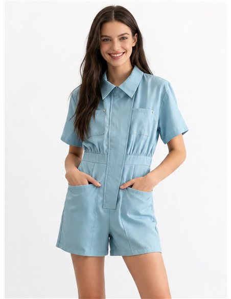 Mono camisero corto con bolsillos