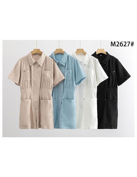 Mono camisero corto con bolsillos