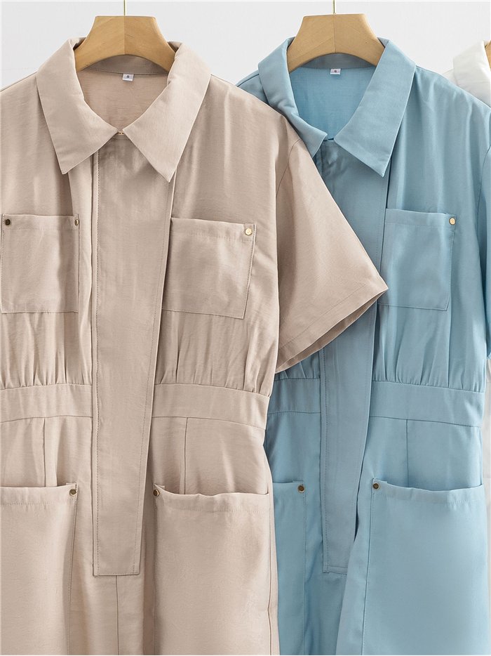 Mono camisero corto con bolsillos