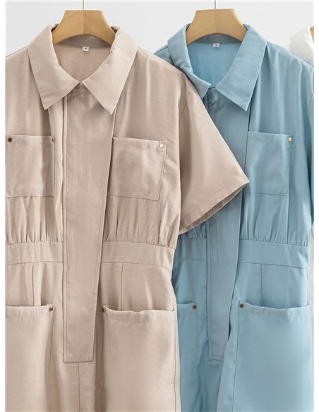 Mono camisero corto con bolsillos