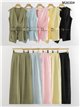 Conjunto chaleco cruzado con cinturón y pantalón palazzo