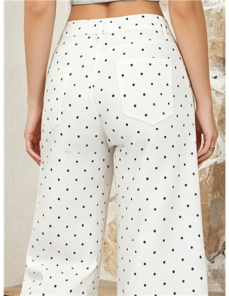 calças culote de ganga com bolinhas