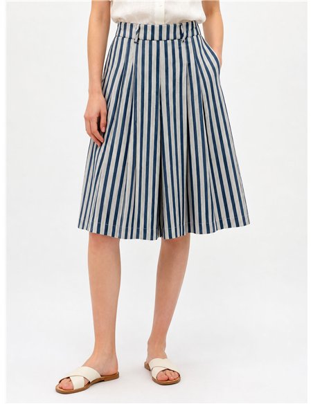 Pantalón culotte amplio rayas con pinzas