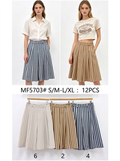 Pantalón culotte amplio rayas con pinzas 2