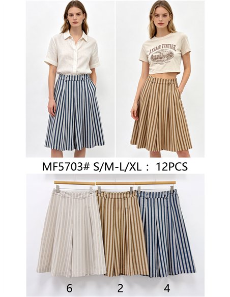 Pantalón culotte amplio rayas con pinzas