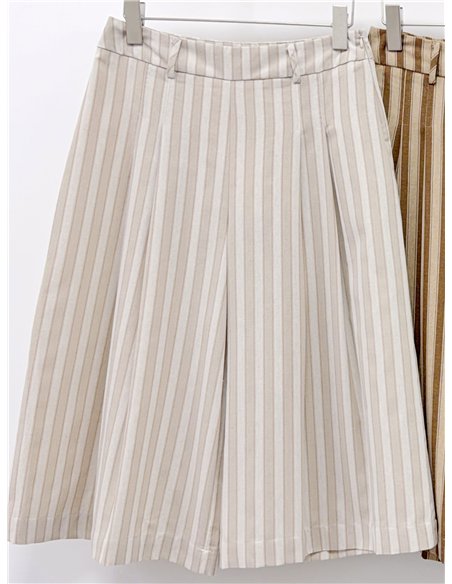 Pantalón culotte amplio rayas con pinzas